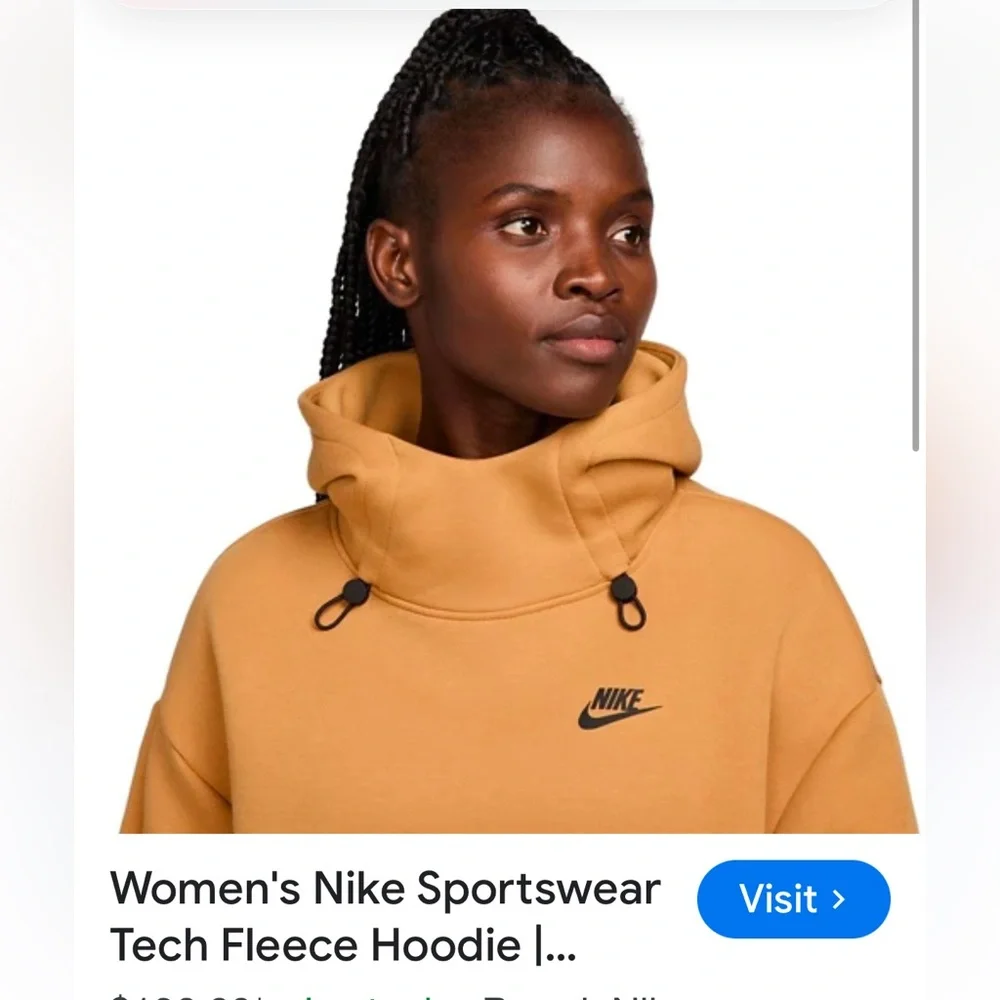 Nike Sportswear Tech Fleece Women's Oversized Hoodie Pullover Flax Black XL - Picture 2 of 7